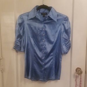 Bebe blue satin blouse